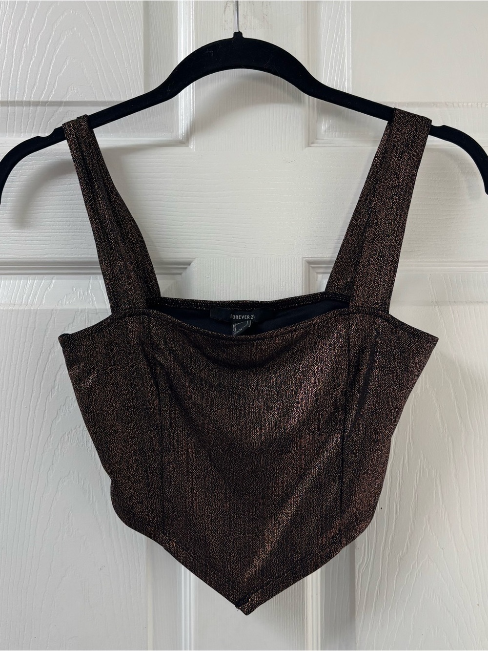Forever 21 Metallic Party Crop Top Black and Brown Women’s Size Small